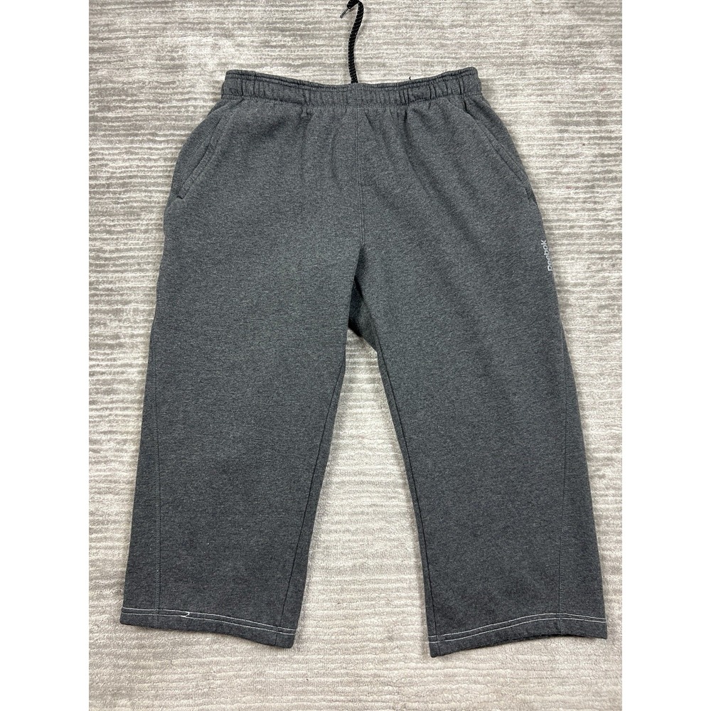 Reebok Sweatpants Mens Large Gray Drawstring Elastic Waist Pull On Athletic